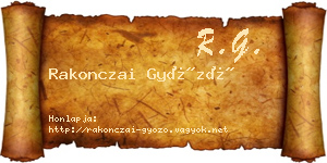 Rakonczai Győző névjegykártya